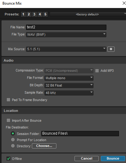 screenshot pro tools bounce mix