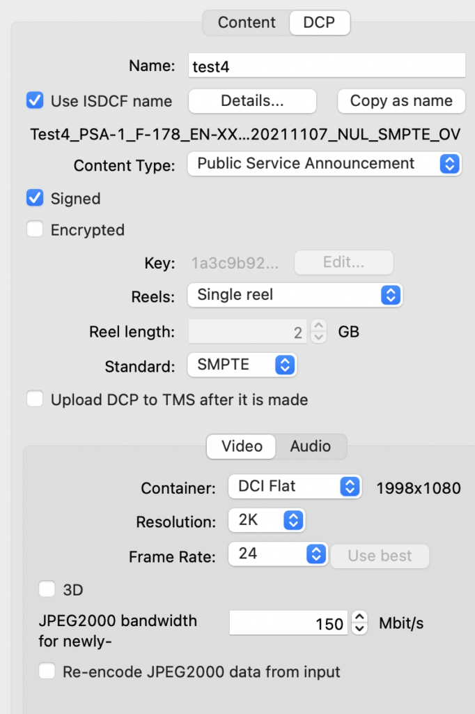 DCP settings